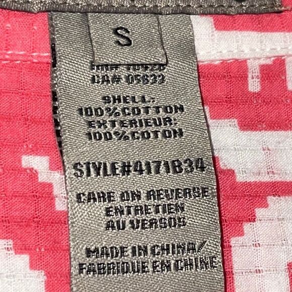 Sharon Young Top womens size small Botton Up Geo Print cotton shirt Boho Blouse - Picture 5 of 10